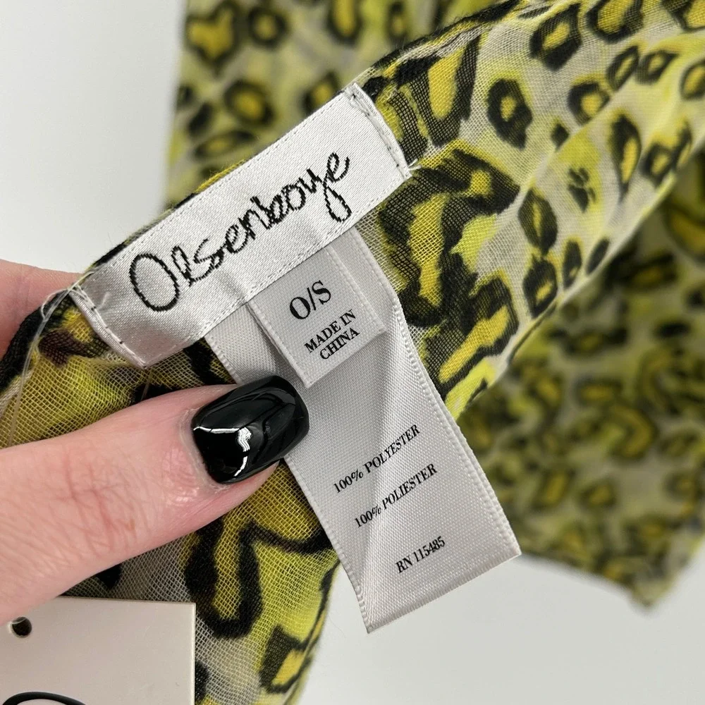 Olsenboye Mary-Kate & Ashley‎ Black Yellow Leopard Scarf NWT O/S Colorblock Y2K